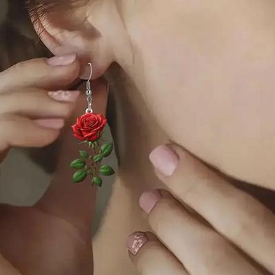 Mode Acryl 2D Flache Rosen-Ohrringe Romantische 2D Flache Ohrringe Ohrringe Blume Schmuck Stil R R4O3