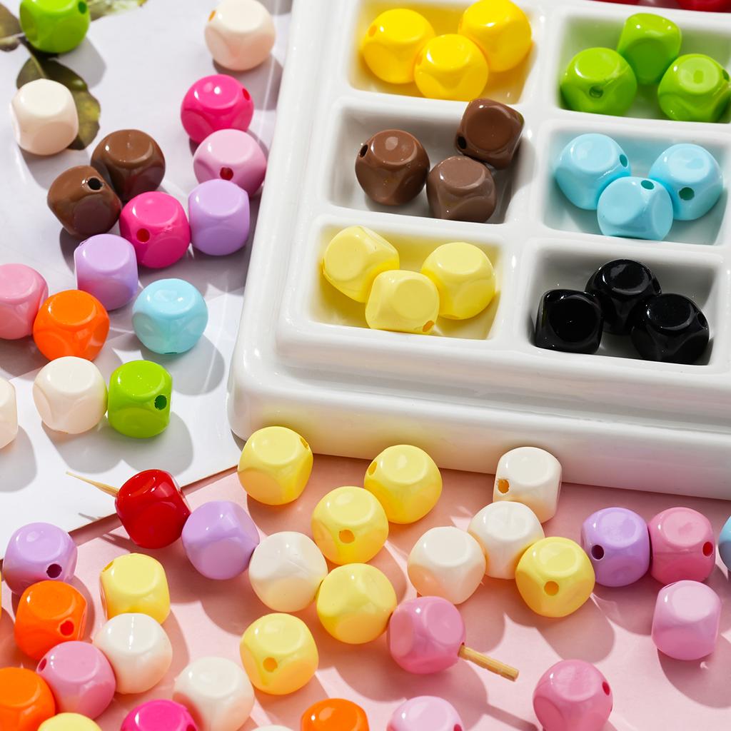 10pcs/lot 10mm Acrylic Square Solid Color Beads DIY Cube Shaped Spacer Loose Beads For DIY Earring Bracelet Jewelry Accessories