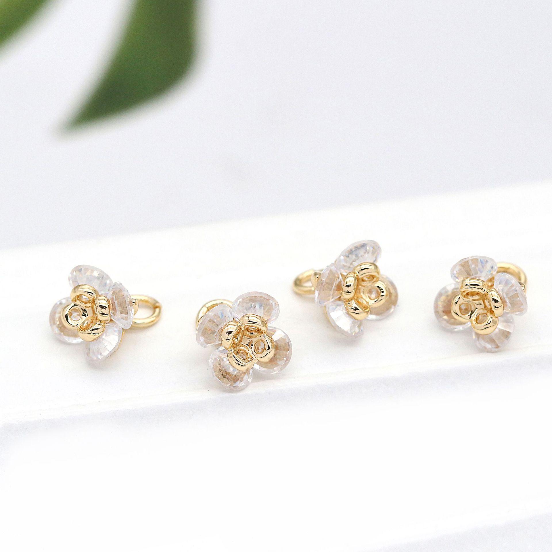 

Кулон-маленький цветок из меди с позолотой 14 карат и цирконом, корейский стиль, украшения ручной работы, материал для DIY серег Single Pendant