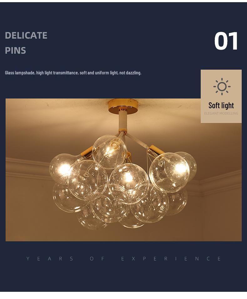 Nordic Romantic Bubble Lamp - Creative Glass Pendant for Children's Room, Living Room, or Restaurant.