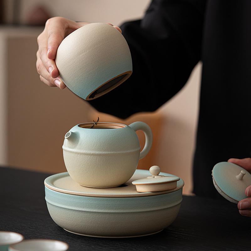 High-end Kung Fu tea set set, new Japanese ceramic minimalist home teapot, teacup, tea ceremony tea set, complete gift box