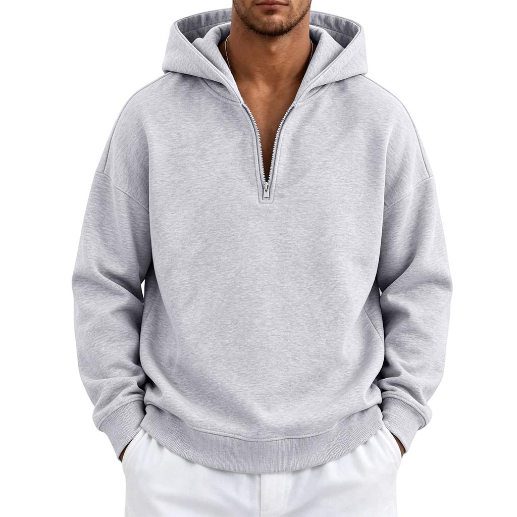 Felpa con cappuccio e zip da uomo, vestibilità larga, pullover con cappuccio, abbigliamento sportivo leggero per primavera, autunno, streetwear