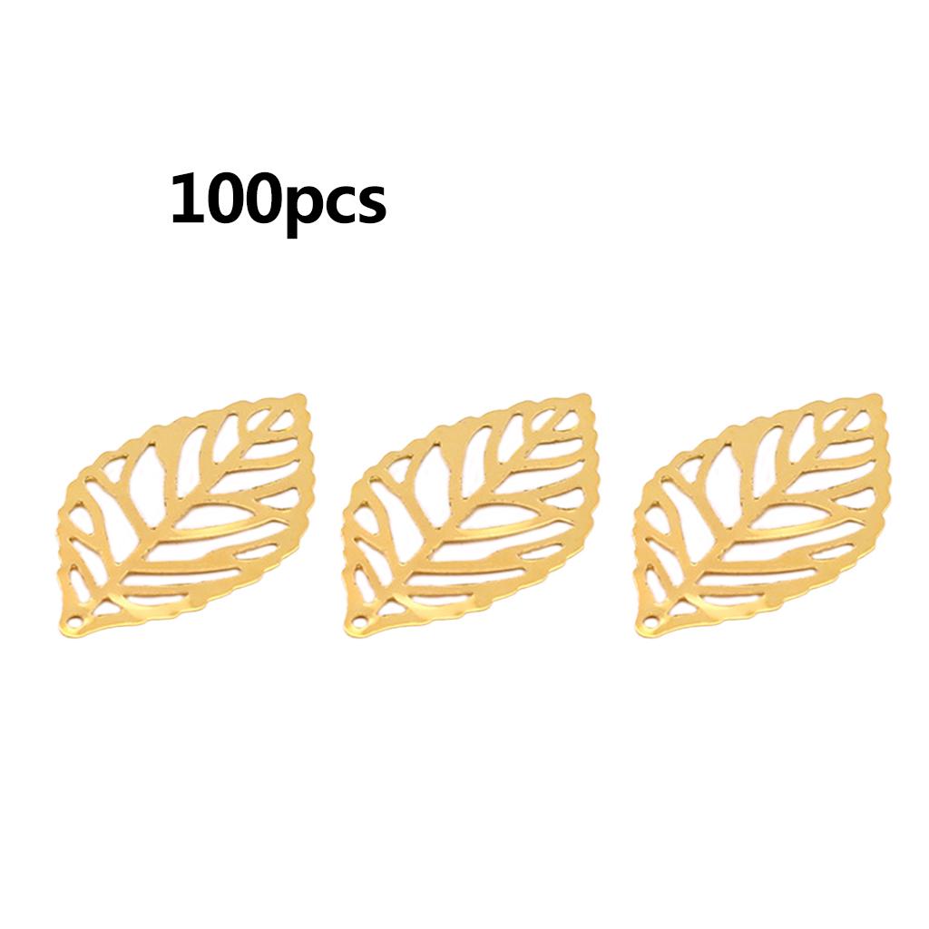 100Pcs Leaf Bezel Hollow Bronze Gold Silver Charms Pendant UV Resin Crafts Blank