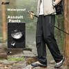 CLOR American-Style Paratrooper Pants for Men, Spring And Summer Breathable Loose Cargo Ice Silk Casual Straight-Leg Trousers, CL09 Black, Size S
