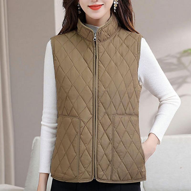 Middle-aged Mothers Wear Autumn and Winter New Thin Small Vest Warm Sleeveless Cotton-padded Jacket Grandma Vest Vest Vest Vest
