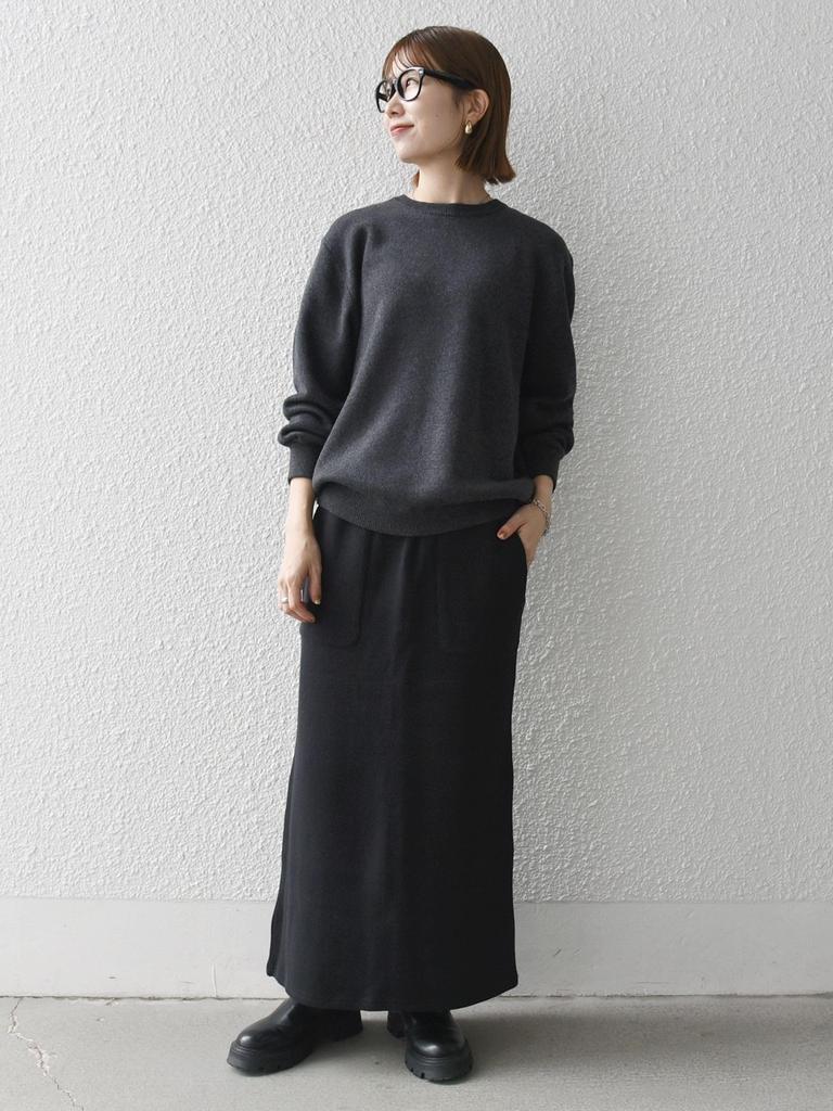 SHIPS Any Knit, Handwashable, Cotton Cashmere Sweat-Like Knit, 2024FW, Men's, 716040015, Dark Gray, Size XL