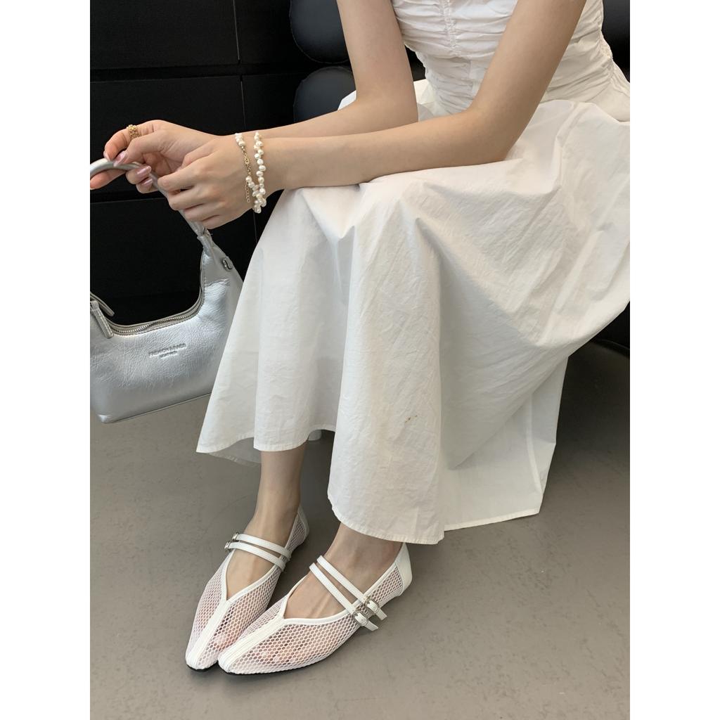 Fashion Shoes Woman 2025 Square Toe Ballet Flats Female Footwear New Ballerinas Dress Summer Mary Janes Shoes Woman Flats Square Toe Dre