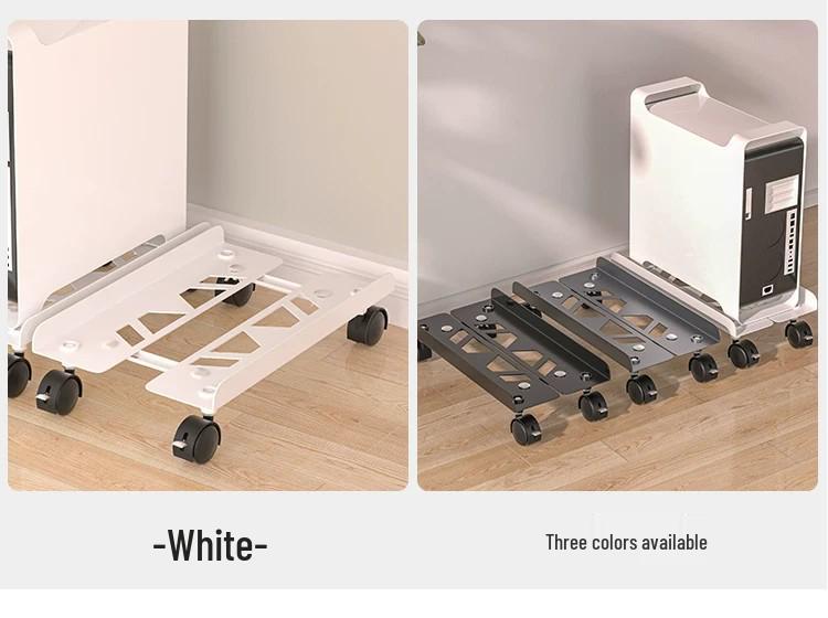 Steel Under-Desk Computer Case Rack with Casters: Movable Office Desk Storage Tray