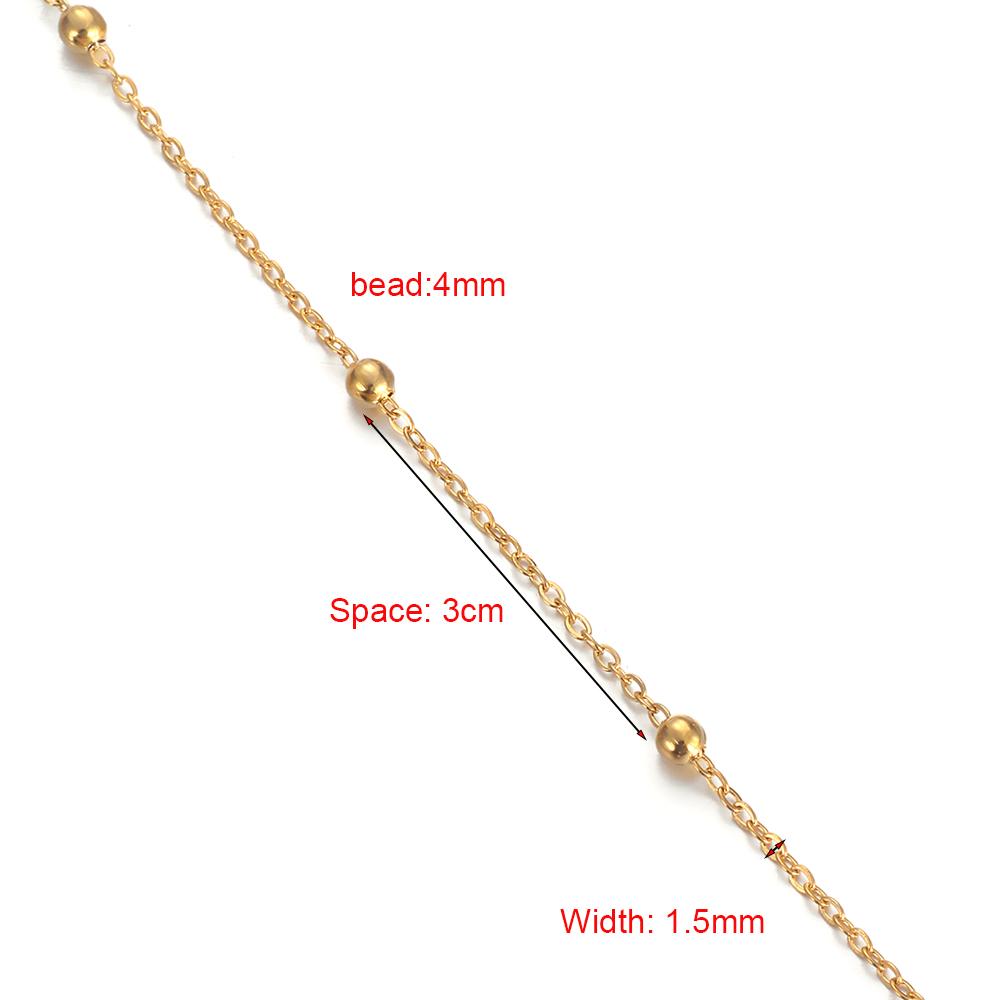 Wholesale 10pcs/lot Width 1.5mm 2mm Tiny Beaded Chain Stainless Steel Link Chain for Necklaces Bracelets Foot Jewelry
