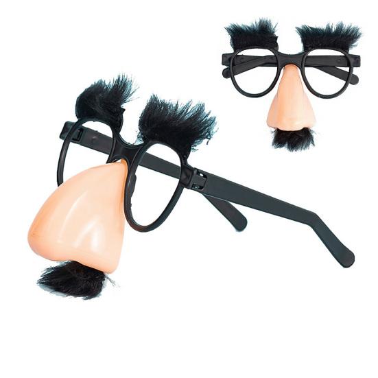 Lustige Brille mit großer Nase, Augenbrauen und lockigem Bart, lustige Verkleidungsbrille für Kostümpartys, Halloween-Fotoboxen, Neuheiten-Requisiten