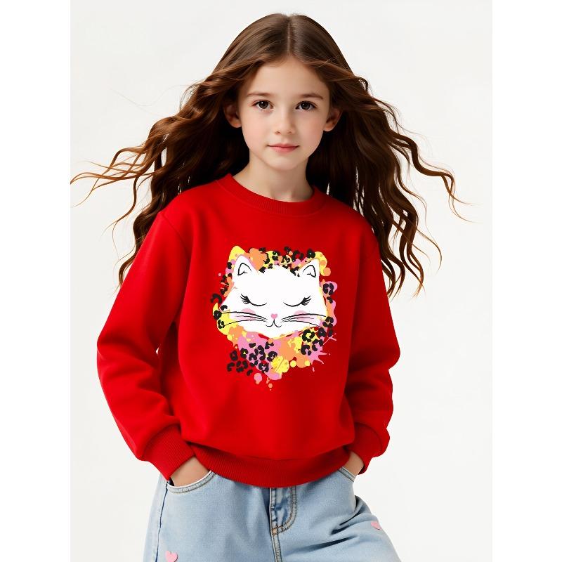 European Sizes Kids' Casual Printed Round Neck Pullover, Kids' Fashion Round Neck Sweatshirt with Adorable Animal Prints, Casual Comfortable