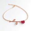 Romantisches Verstellbares Rotes Rosen-Gliederarmband Mode Valentinstagsgeschenk für Liebhaber Damen-Armbänder Brautschmuck Zubehör
