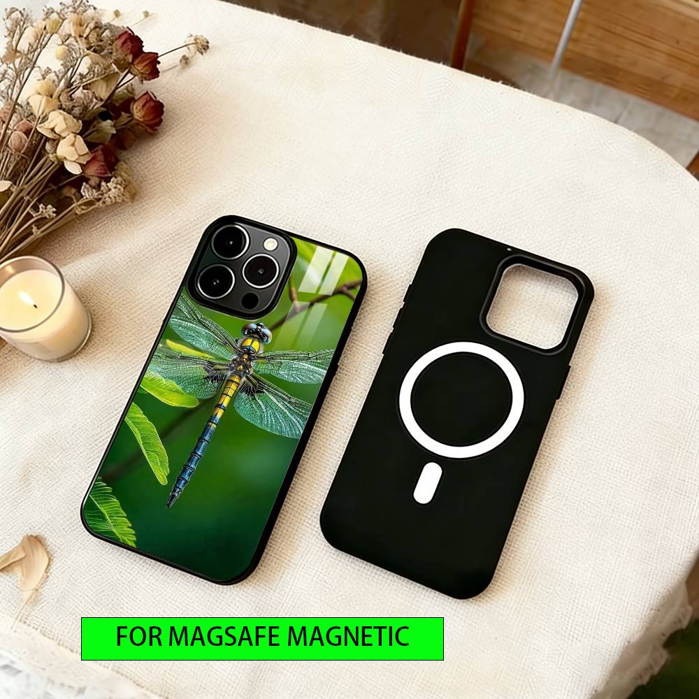 Libelle Tier Handyhülle Für iPhone17,16,15,14,13,12,11 Plus,Pro Magnetisch Für Magsafe Kabelloses Laden