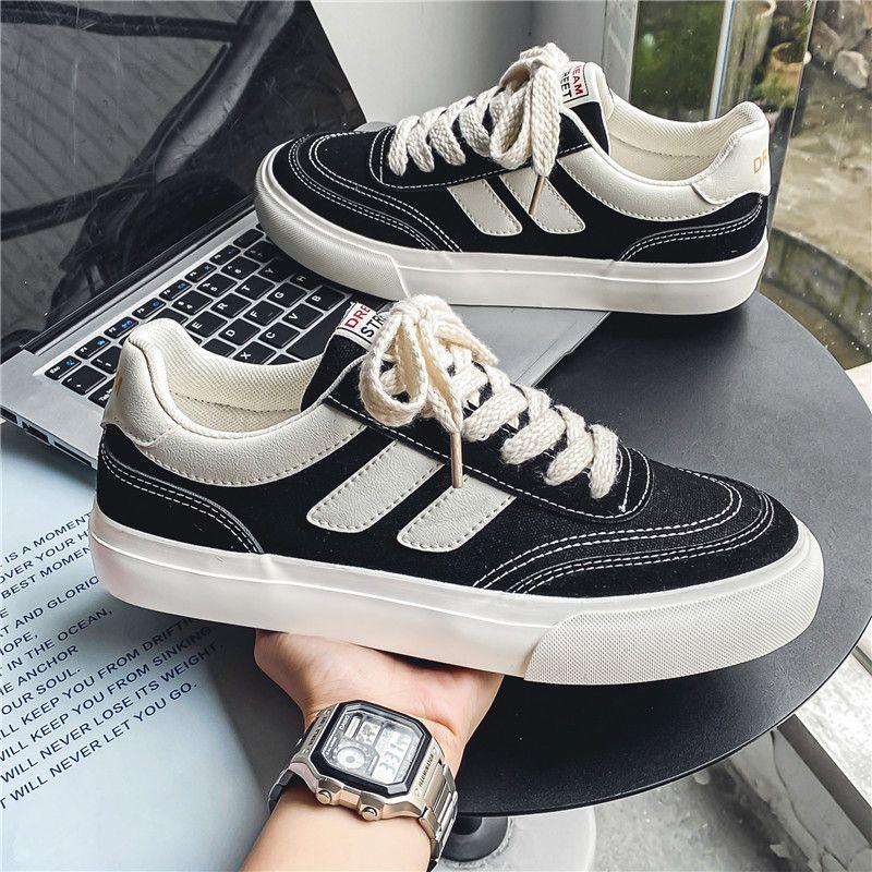 Black Canvas Men's Versatile Casual Shoes, Autumn 2025 Trend – Ideal for Spring and Fall