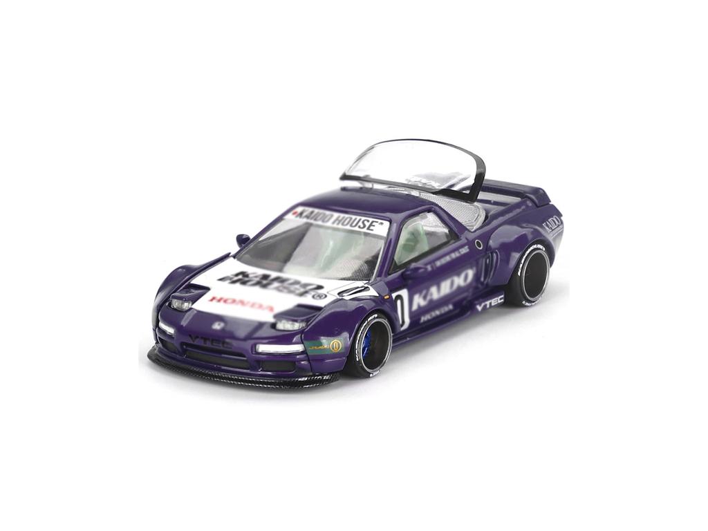 MINI GT NSX Kaido Racing V2 Purple with White Hood and Graphics Jun Kaido House Special Diecast Model Car KHMG173 #0 (Design Imai) 1/64
