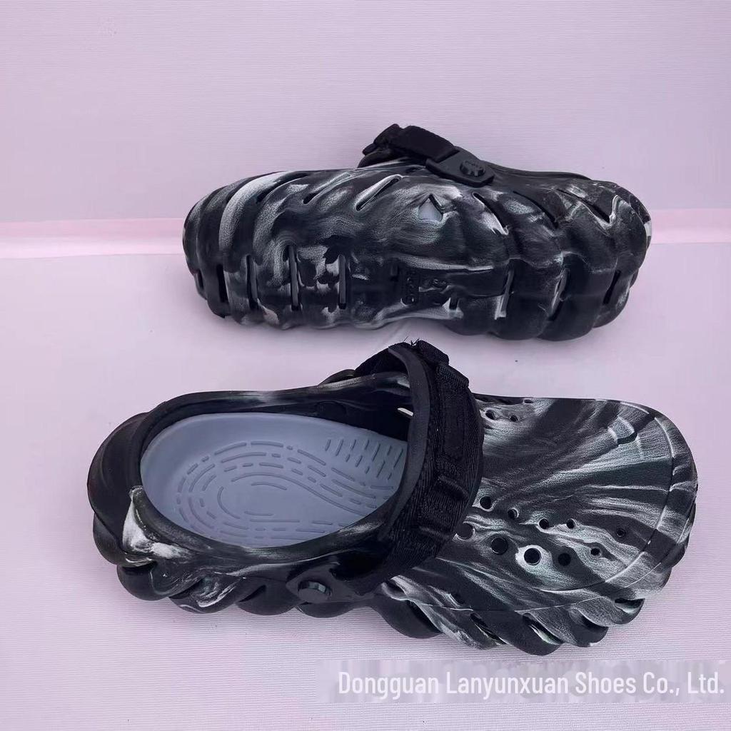 "Wave-Patterned Cross-Hole Beach Sandals - Non-Slip Unisex Summer Slippers"