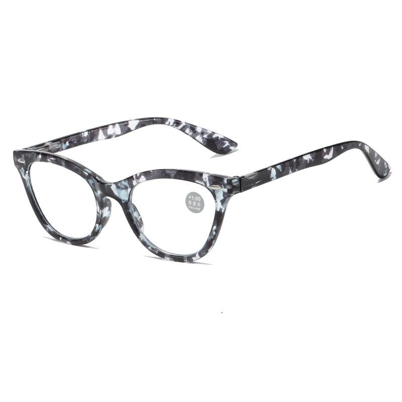 New Retro Women Reading Glasses Cat Eyes and Rice Nails Design Anti Blue Light Reading Eyewear Fashion Prescription Glasses+1.0
