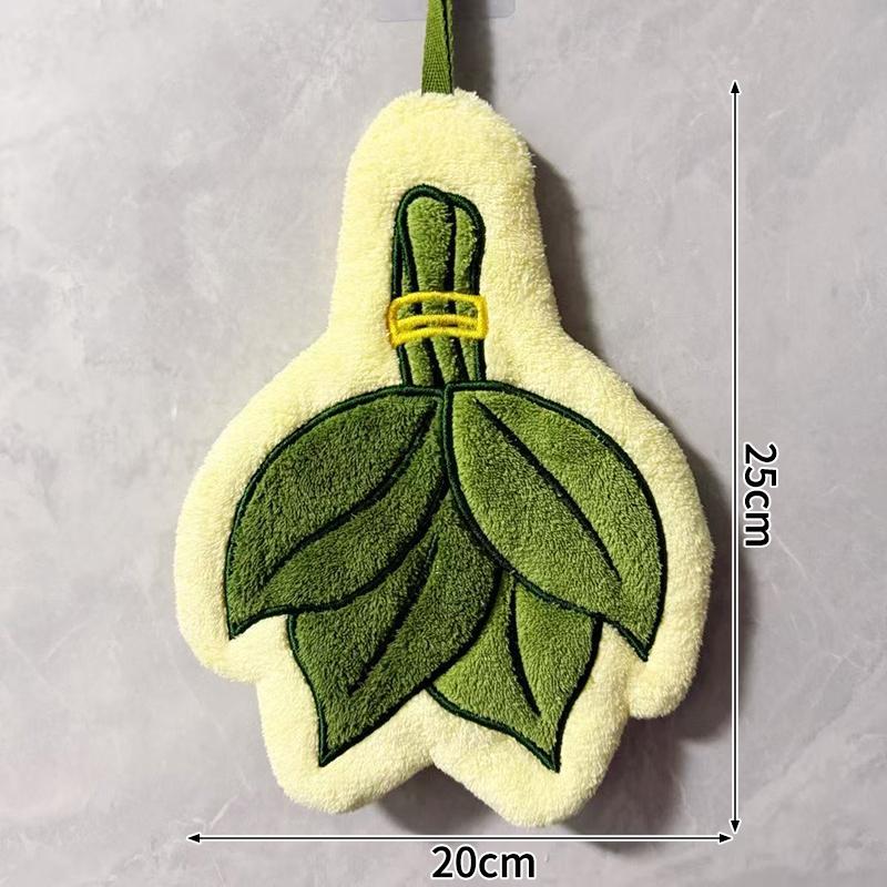 

Kitchen Washing Hands Towel Absorbent Leaf Hand Towels Bathroom Green Plant Handkerchief Cleaning Tools as show