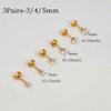 6Pairs Stainless Steel Flat Back Screw Studs Earrings For Women Men 4 Prong Tragus Small Round Clear Cubic Zirconia Ear Jewelry