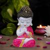 Polyresin Buddha Idol Decorative Showpiece Little Baby Monk Buddha, Pink