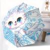 1pc Blue Cute Cat Pattern Automatic 3-Fold Umbrella, 8 Iron Frames, High-Value Folding Umbrella, Suitable for Office, Travel and Outdoor Adv