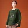 DIMANAF 2026 Summer Cotton T-shirt Women Flower printing Short Sleeve Loose Green Blue T-shirt