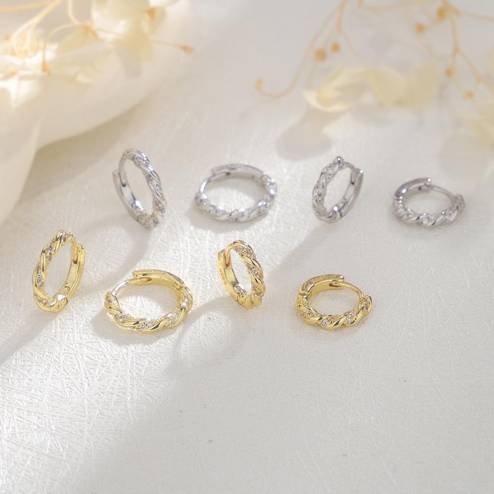 Flash Drill Ear Buckle, Simple Temperament Winding Loop Earrings