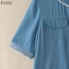 ZANZEA Women Summer V-Neck Splice Lace Casual Short Sleeve Blouse