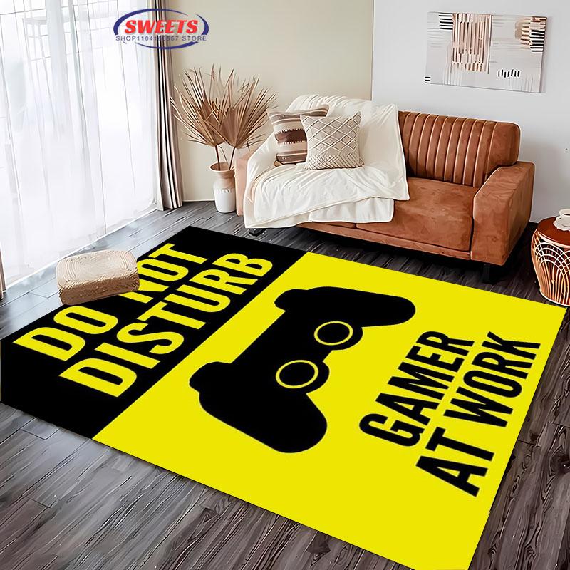 HD Home Area Gamer Rug with Game Controller Design,Non Slip Floor Tapete for Kids,Decor Carpet for Living Room Bed Playrooms Mat