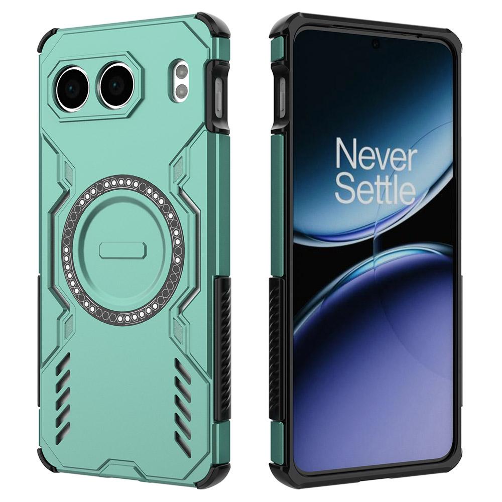 

For OnePlus Nord 4 Magnetic Case Butterfly Armor Hollow Heat Dissipation PC+TPU Phone Cover Green