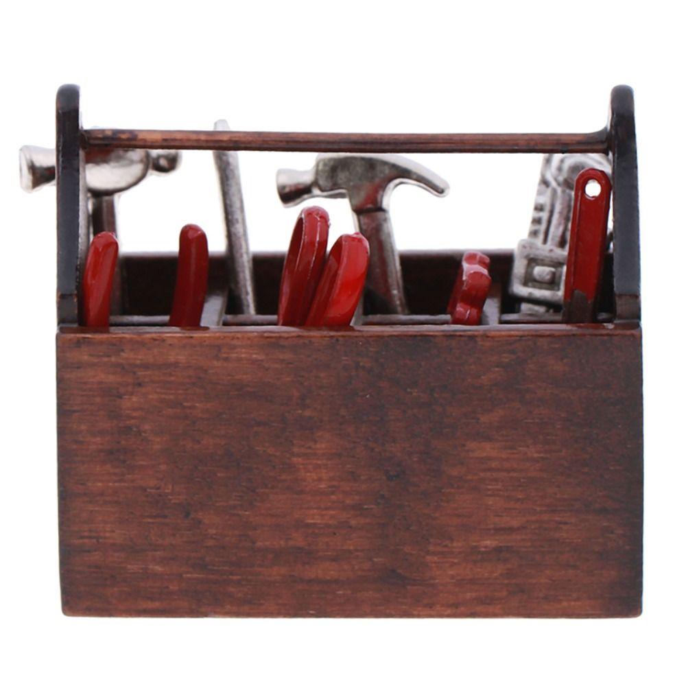 Hammer Wrench Dollhouse Toolbox 1:12 Scale Miniature Toolbox Dollhouse Warehouses Decoration