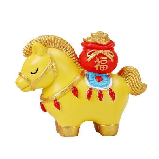 

Статуэтка лошади в китайском стиле, золотой слиток, мешочек с удачей, хурма, медная монета, мультяшная фигурка пони C