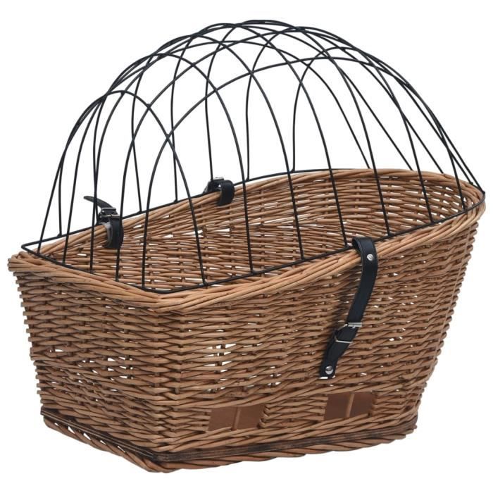 VidaXL Panier arrière de vélo avec couvercle 55x31x36 cm Saule naturel
