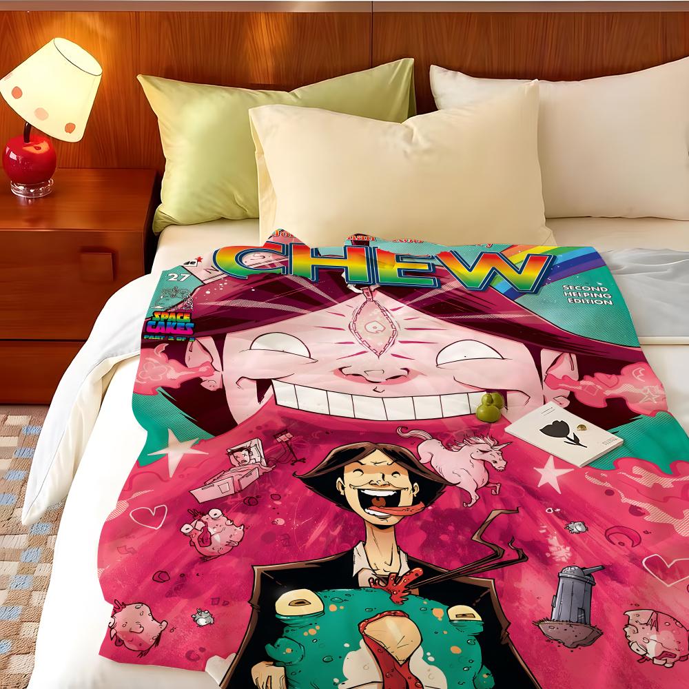 Comic C-Chew Throw Flannel Throw Blanket, Lightweight Cozy, Durable Washable Cute Cool