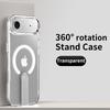 KEYSION 360 Hidden Metal Stand Magnetic Case for Magsafe for iPhone 17 Pro Max Air Transparent Matte Shockproof Phone Back Cover