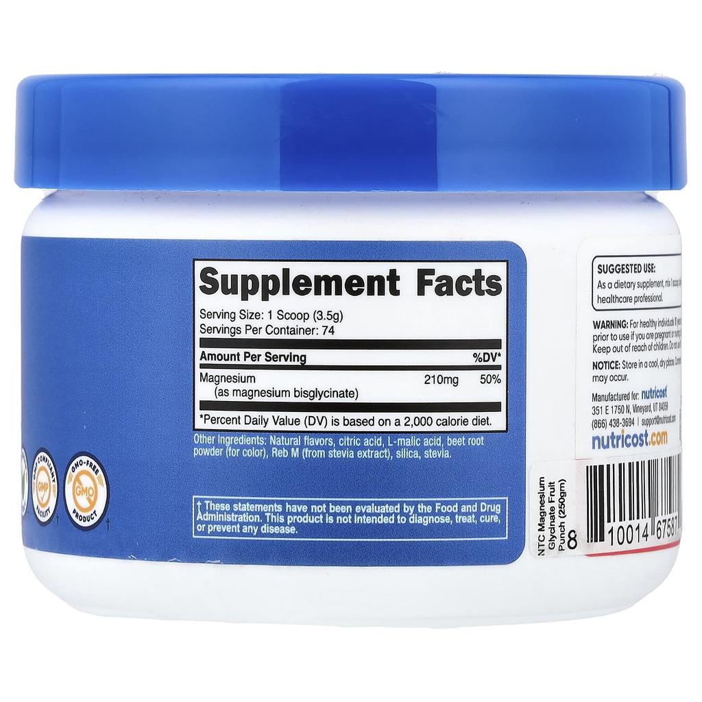 Glycine Magnesium, Fruit Punch, 250G(8.9Oz)