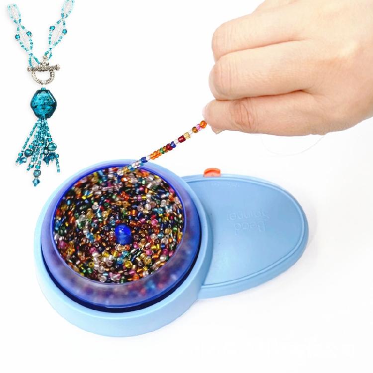 Bead Spinner with 2 PCS Exlarge Eye Beading Needles ABS Spin Bead Loader