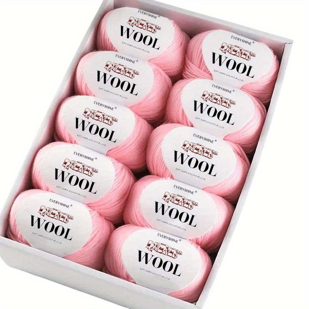 10-Pack Wool Blend Yarn Medium-Fine 80% Wool 20% Polyester Multi-Color Assortment for Knitting & Crochet Soft & Warm 500g Total