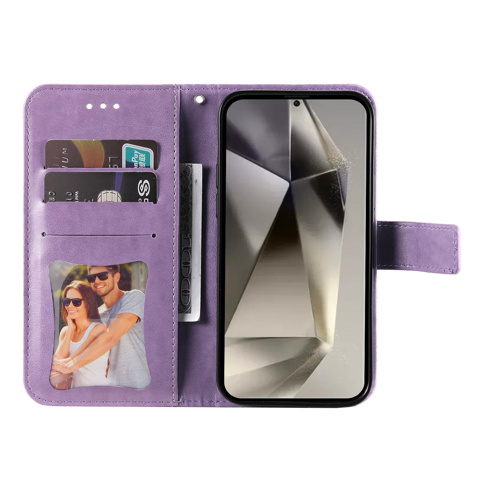 

For Samsung Galaxy S25 Ultra Case Floral Pattern PU Leather Wallet Stand Phone Cover Green