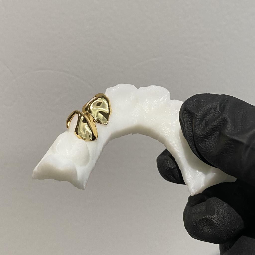 Custom 925 Silver Plated Gold Teeth Grillz Hand Out Top 2 Grillz HipHop Jewelry for Women Men