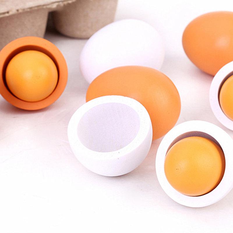 Pretend Play Wooden Duck Egg Set - 6 Pieces for Children