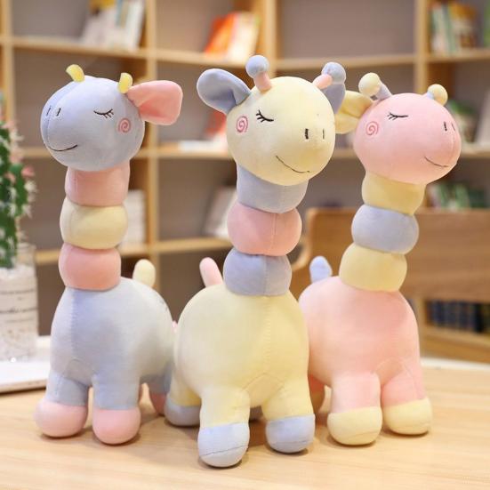 Cute Colorful Giraffe Plush Toy Soft Fluffy PP Cotton Stuffed Animal Plushie Kids Comfort Doll Home Decoration Girlfriend Birthday Gift