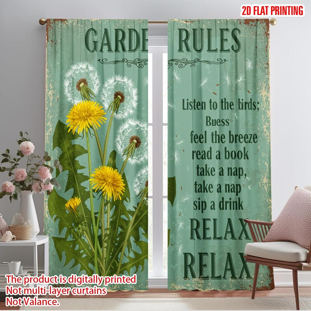 

2pcs 2D flat printing Window Drapes Garden Dandelion Birds Relax Polyester Without Electricity Party Decorations Use for General 52.50×116.00 CM 2pcs