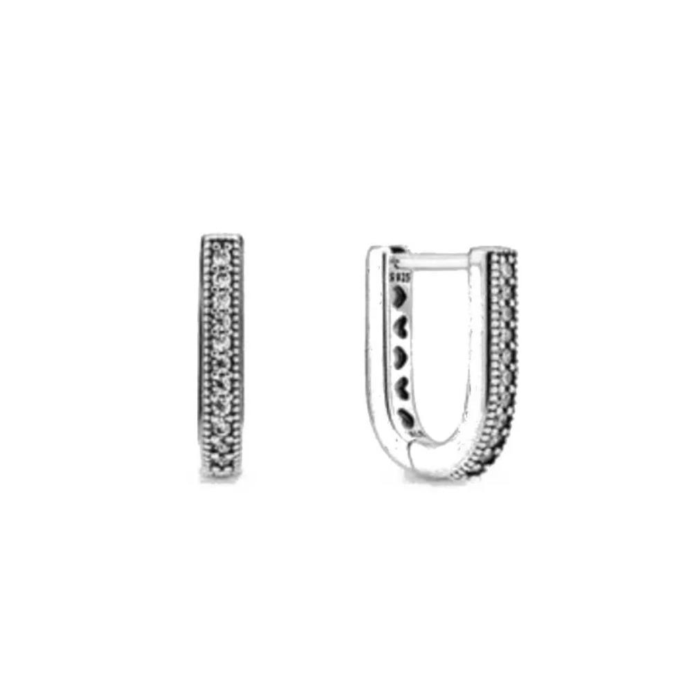 Nya 925 Silverpläterade Hjärta Zirkon Fjäril Hänge Örhängen Original DIY Dam Smycken Hängande Tillbehör Berlock Pärla Amulett