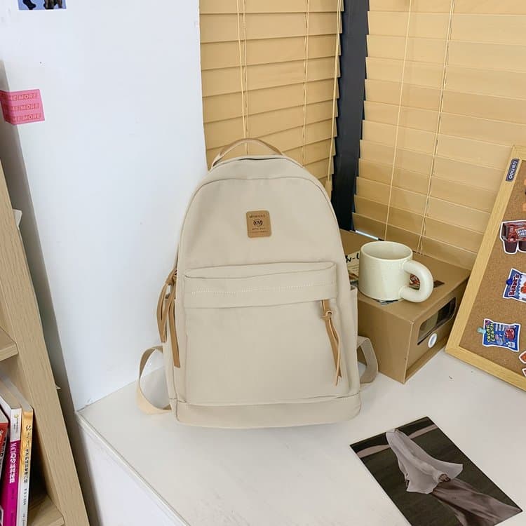 New Simple Solid Color Backpack Student Backpack
