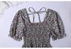 French Design Floral Short-Sleeved Summer Dress for Women