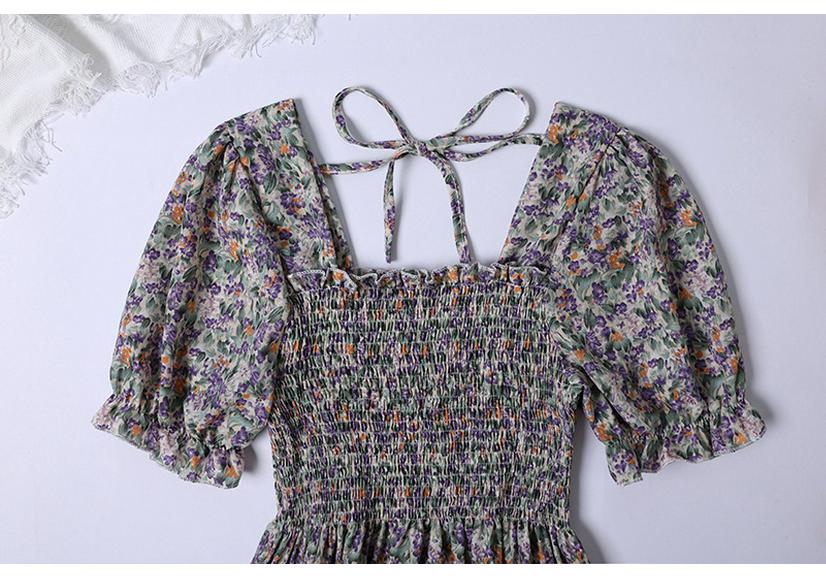 French Design Floral Short-Sleeved Summer Dress for Women