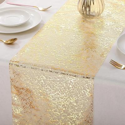 30x500cm Gold Tischläufer Metallic Glitzer Tischdecken Läufer Metallic Rolle Rechteck für Geburtstag Hochzeit Heimtischdeko