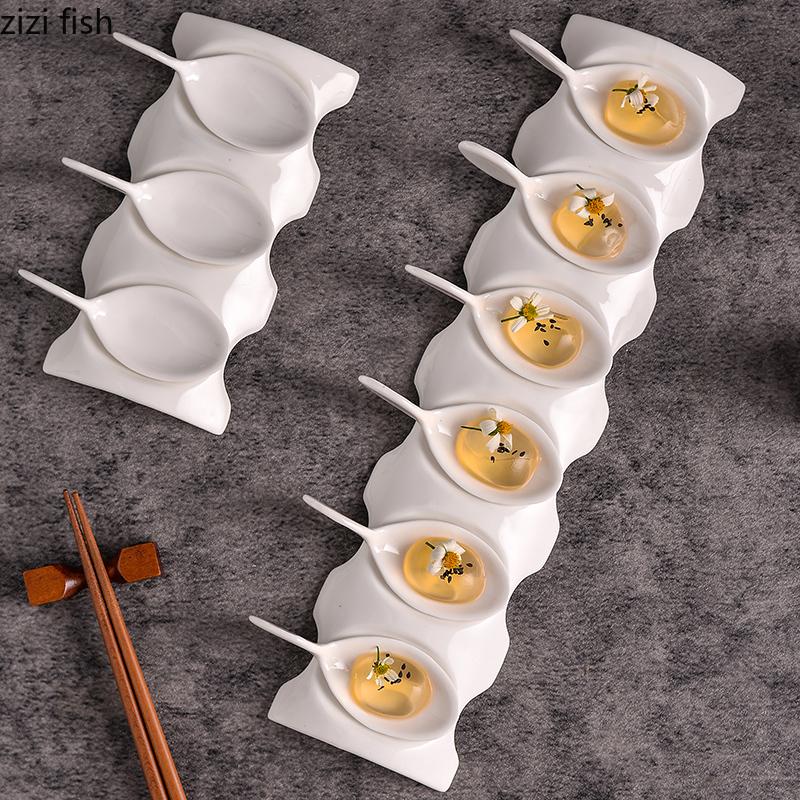 Ceramic Dining Plate Caviar Spoon Seasoning Dish Snack Bowl Dessert Plate Dim Sum Dish Sashimi Plates Fruit Bowl Sushi Plates