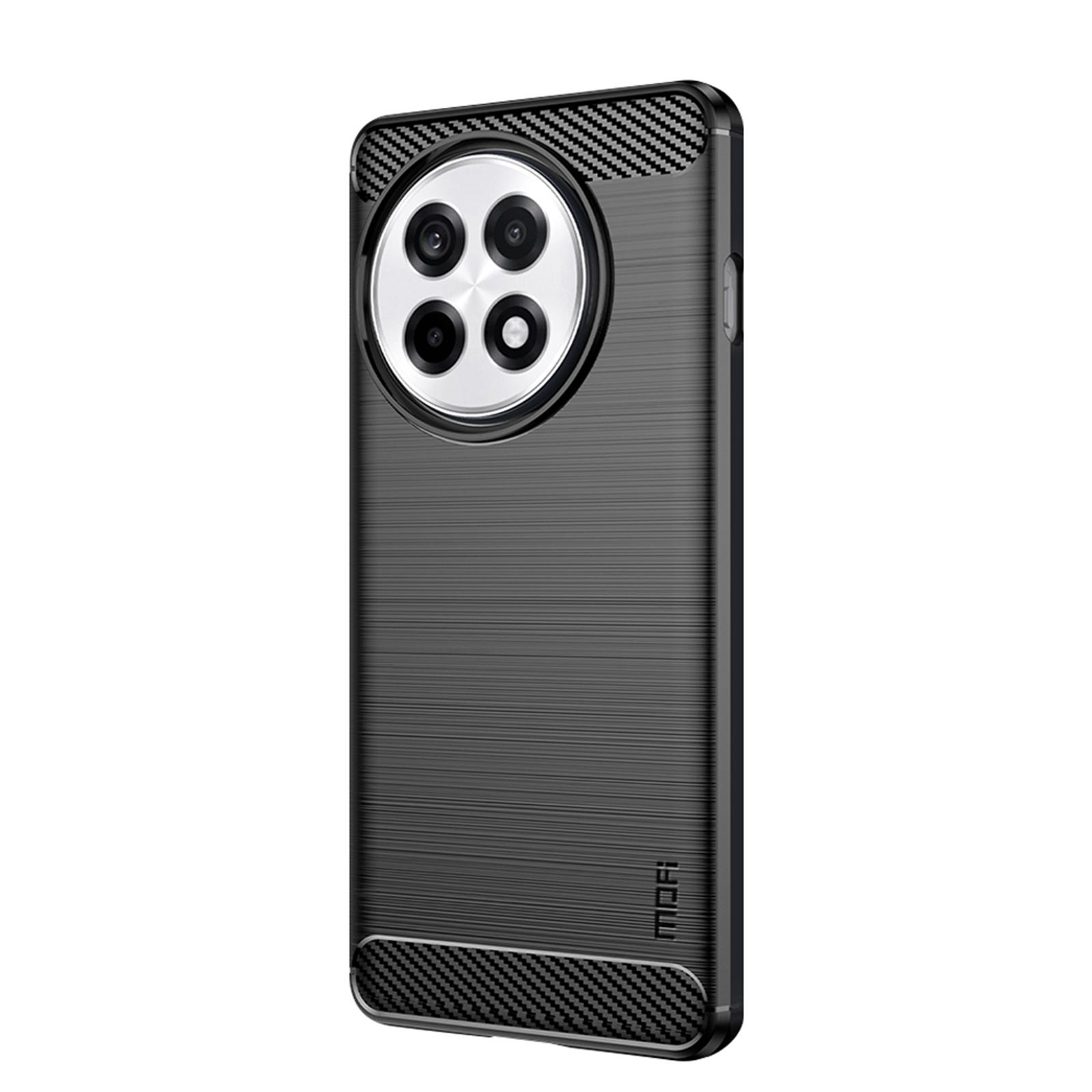 

Для OnePlus Ace 5 Pro 5G/OnePlus Ace 5 5G Задняя крышка MOFI Текстура шлифованного карбона Мягкий ТПУ чехол Black